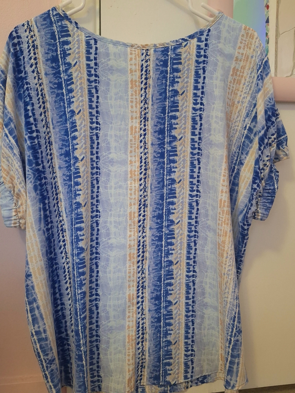 ENTRO Blue & Tan Striped Casual Top